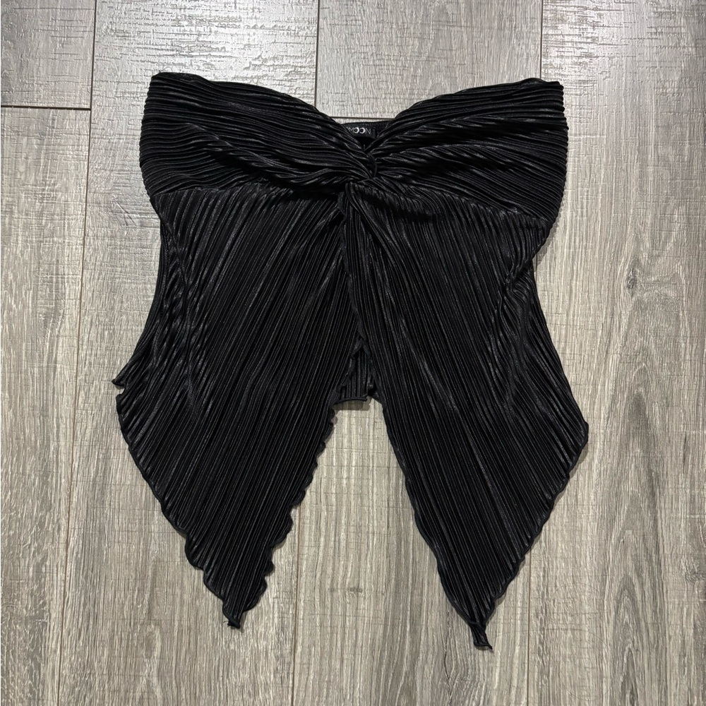 Papermoon Shimmering Black Pleated Top size L 0261